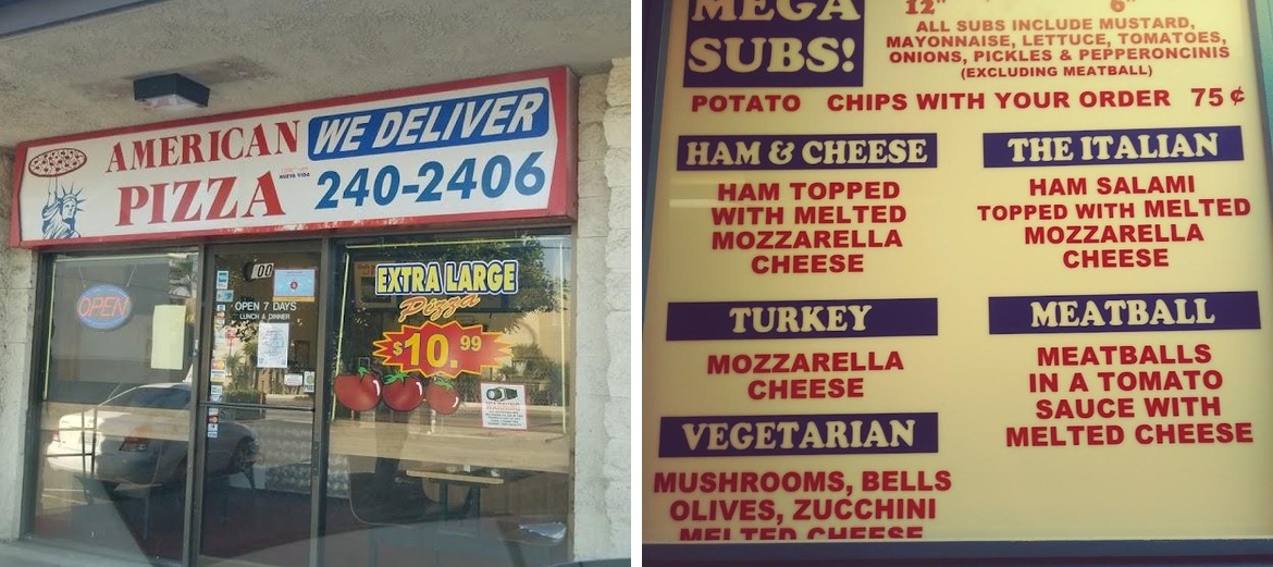 American Pizza Menu